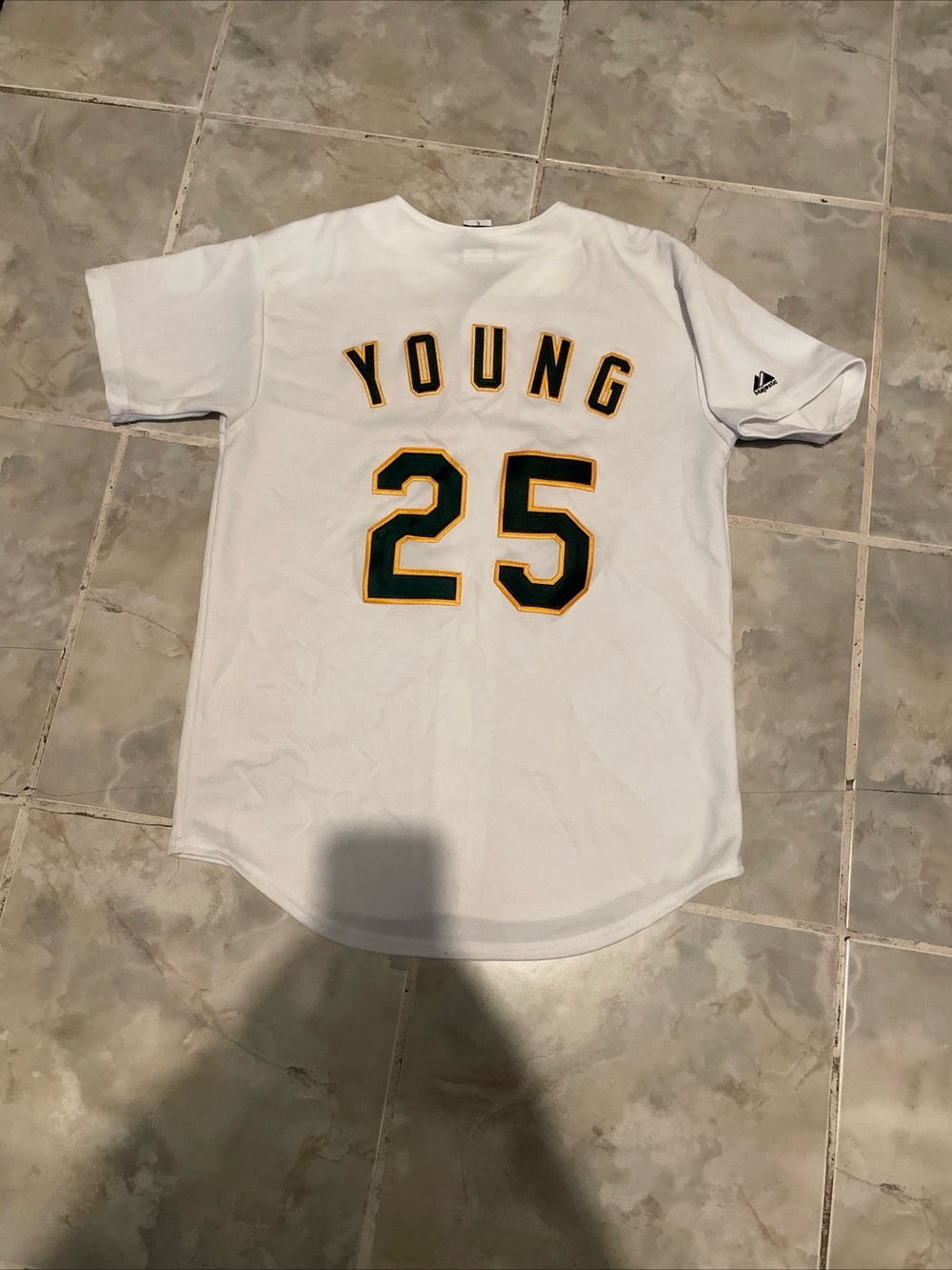 VTG 2013 Chris Young Oakland A’s Majestic Baseball Jersey SZ Youth Kids Large